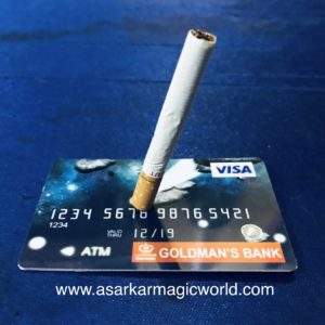 CIGARETTE STANDING ON DEBIT CARD MAGIC TRICK / FLOATING CIGARETTE