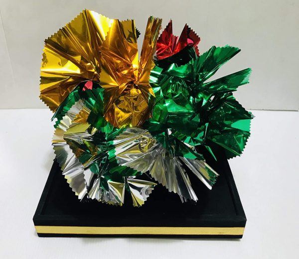 FLOWER TRAY (2TIMES) WITH 2 SPRING ROLEX FLOWERS