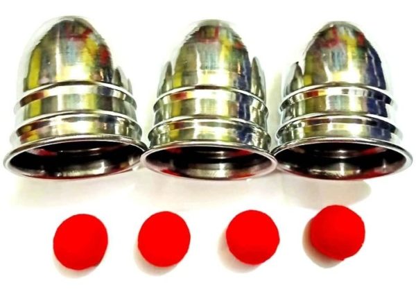 3 CUPS & BALLS MAGIC TRICK (METAL) / CLASSICAL CUPS & BALLS TRICK (Crocheted woolen Balls)