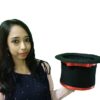 FOLDING RED BLACK MAGIC HAT WITH RISING MAGIC WAND SET / JUMPING MAGIC WAND WITH HAT / MAGICIAN HAT WITH STICK SET - Image 2